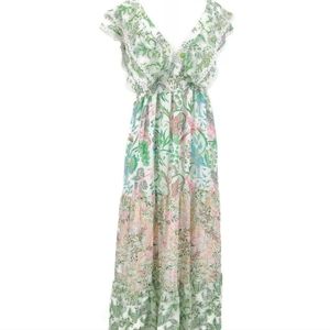 Revolve New House of Harlow Floral Maxi M Dress Womens Medium Tiered #00…